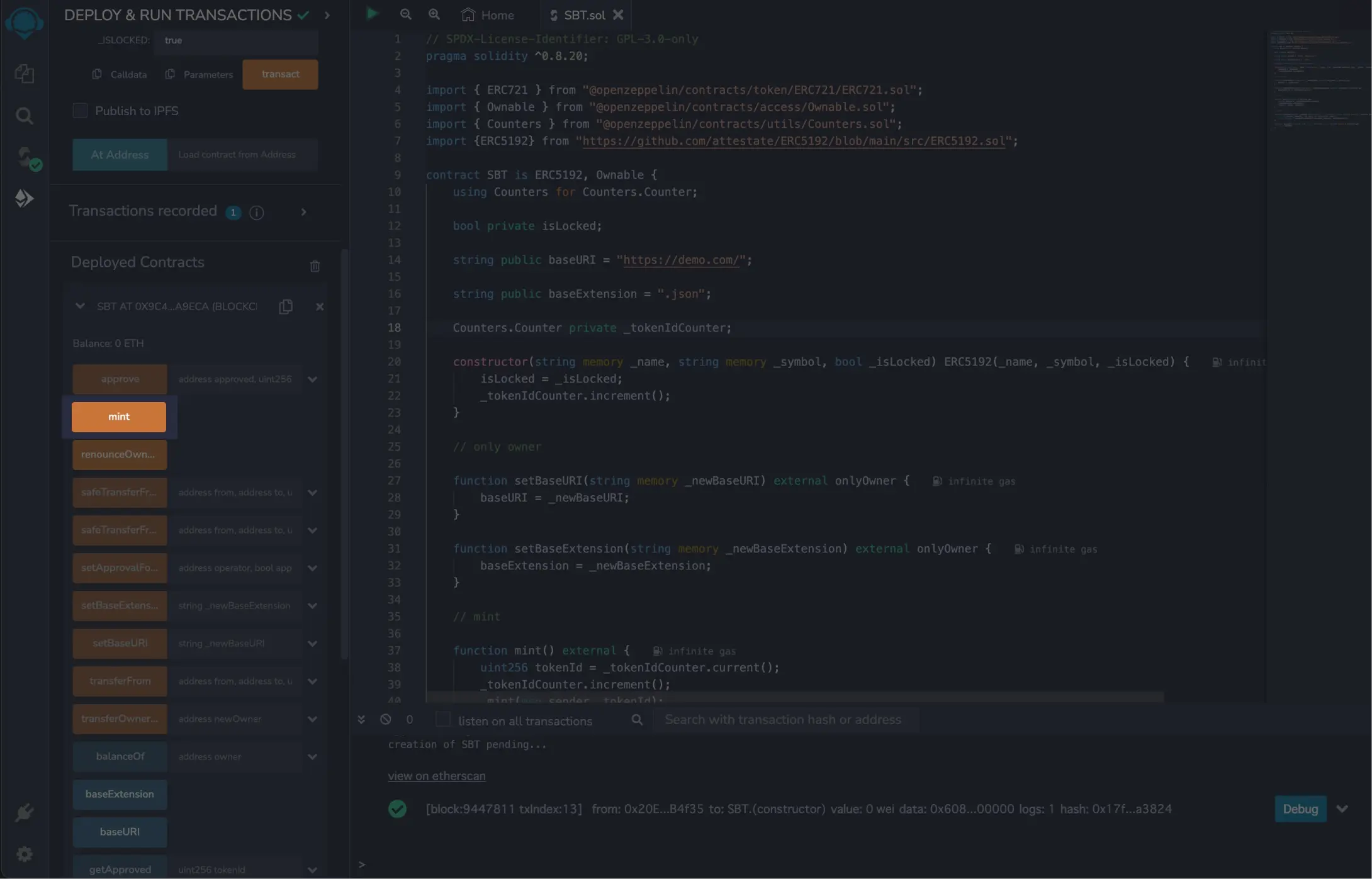 SBTのミントボタン
