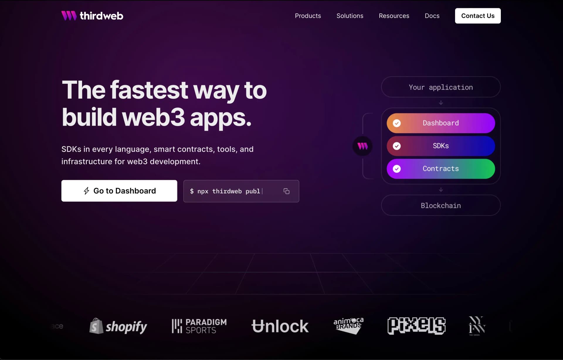 thirdwebのトップページ